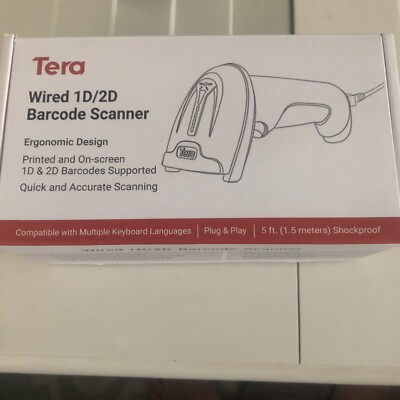 Tera 1D/2D and QR Wireless or Wired Barcode Scanner Compact Plug Model D5100