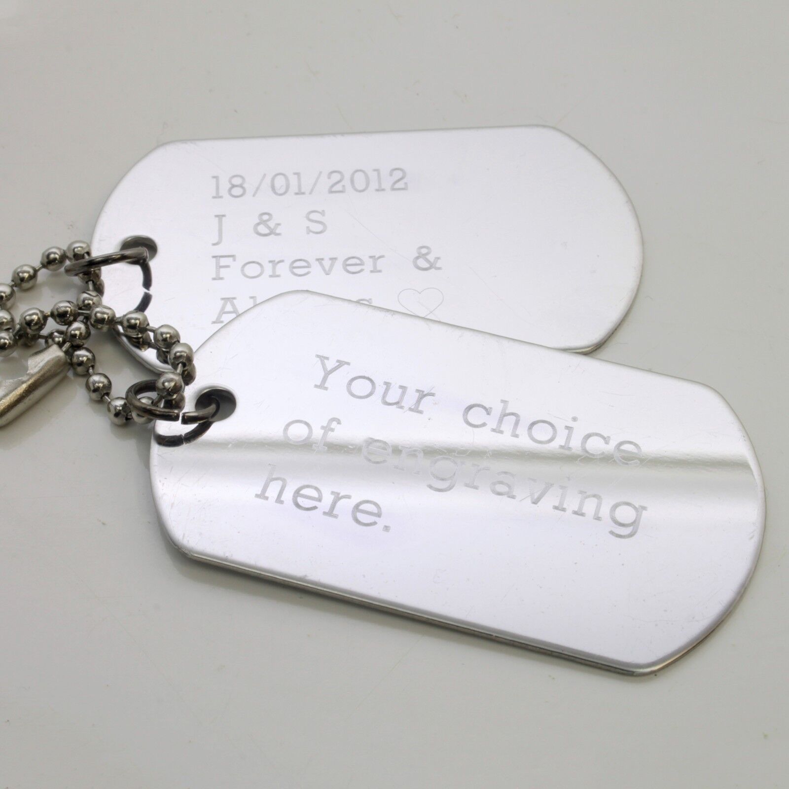 Personalised Engraved Dog Tags Text Steel Army Military Necklace Tag