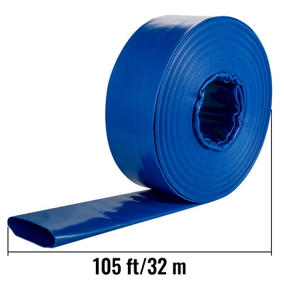 VEVOR Discharge Hose 2"x 105' PVC Lay Flat Hose Backwash Drain Hose w/ Clamp