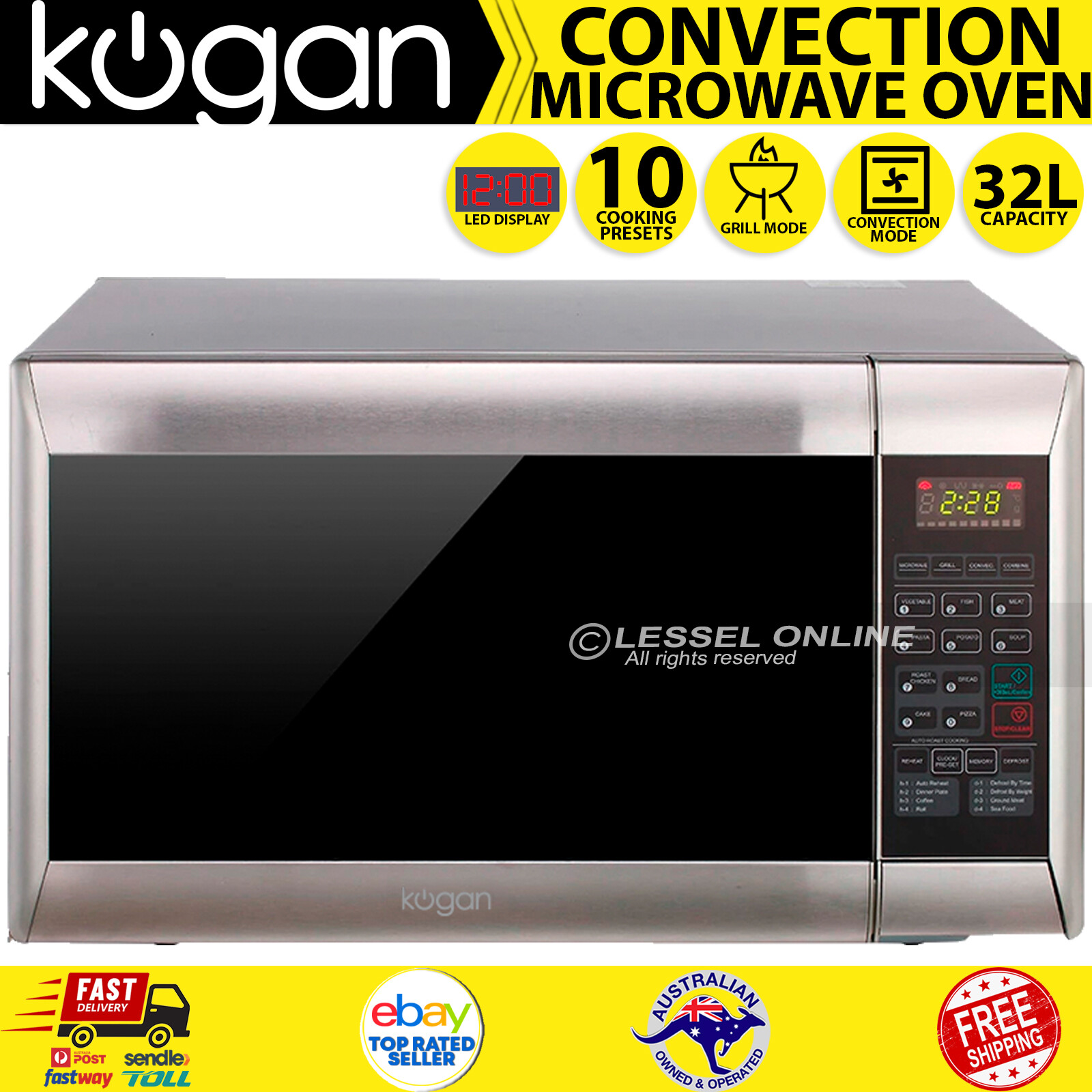 Kogan Convection Microwave Oven With Grill 32l 1000w Stainless Steel