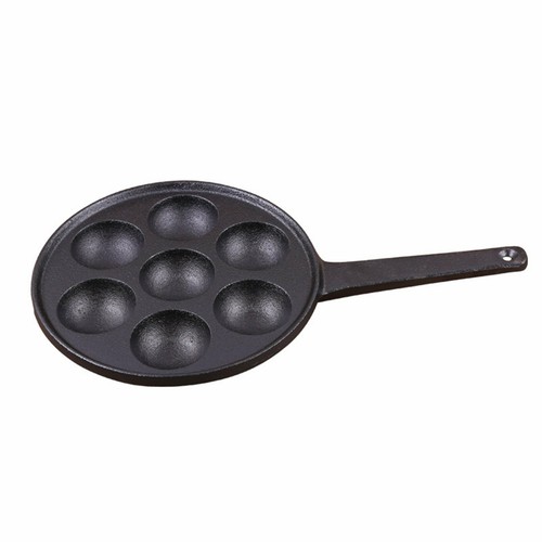 7 Dimple Cast Iron Poffertjes Mini Dutch Pancake Cake Pan with Handle