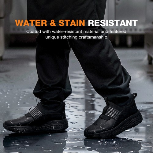 NINGO Men's Slip-Resistant Work Shoes Lightweight Water & Oil Resistant Sneakers