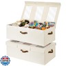 StorageWorks Large Toy Storage Bins with Lids, Collapsible Sturdy Toy Chests, Storage Chests with Dividers for Nursery, Living Room, Playroom, Bedroom, Beige, 2-Pack
