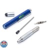 4 Pack Multitool Pen with Extra Refills Set, 6 in 1 Multitool Pen with Ruler and Flat Screwdriver, Multifunctional Metal Ballpoint Pen, Cool Gadget for Men, Gift for Husband Dad Father Friend (Blue)