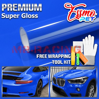 ESSMO PET Super Gloss Sapphire Blue Vehicle Vinyl Wrap Decal Sheet Like Paint