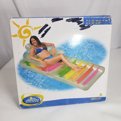 Vtg The Wet Set By Intex Suntanner Folding Lounge Chair Float 80X37'' Inflatable
