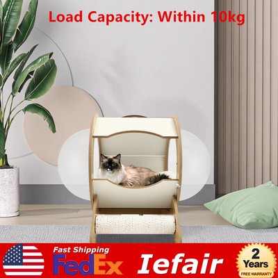 Freestand Cat House Bed Spaceship Space Capsule Scratching Post W/Cushion 10kg