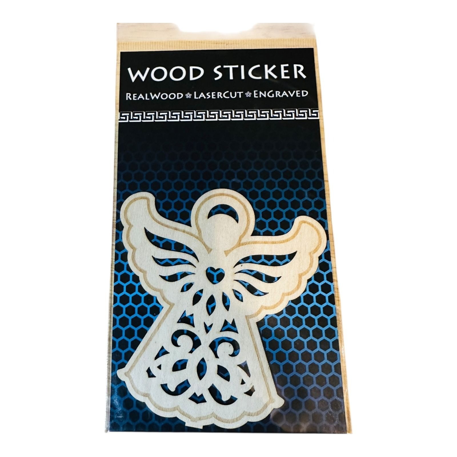 Real Wood Sticker Lasercut & Engraved Angel Design Water Resistant Flexible