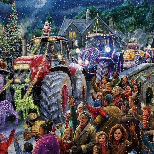 Gibsons Farmer Christmas Jigsaw Puzzle 1000 Piece Festive Tractor Parade