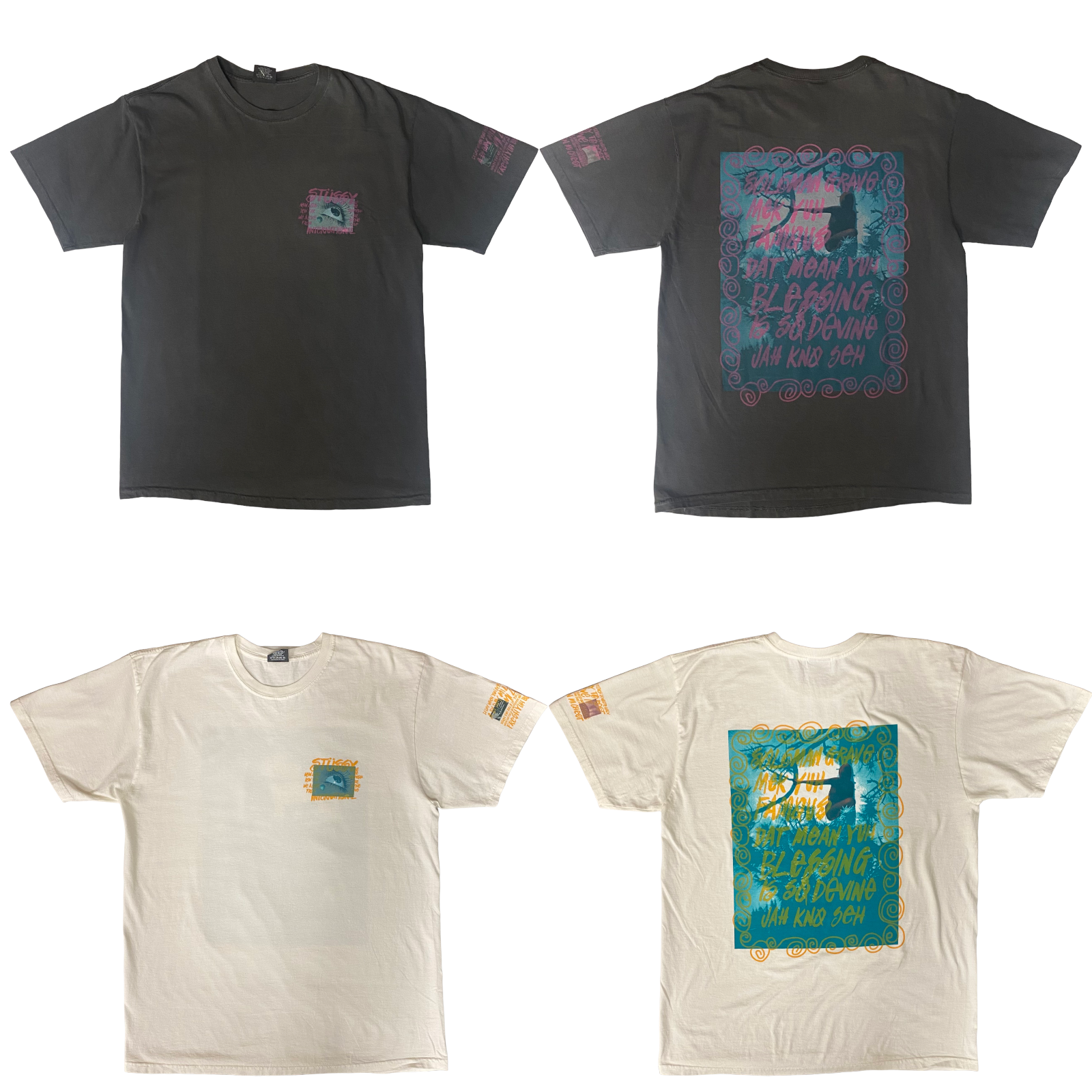 Stussy Mens Stone Love Pig. Dyed T-Shirt - Black / Natural Stussy Mens Stone Love Pig. Dyed T-Shirt - Black / Natural