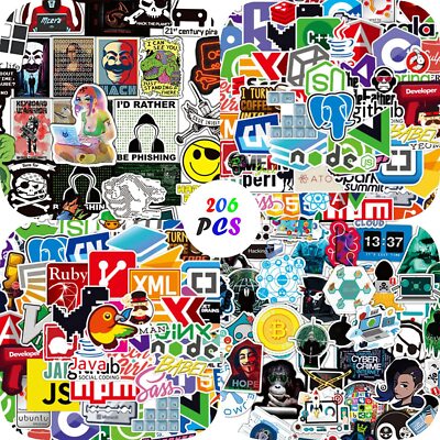 206 PCS New Version DEV Stickers of Front-end dev,Back-end Languages for Deve...