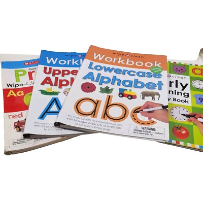 Wipe Clean Workbook Lot Of 4 - Upper Case, Lower Case, Pre-K, Early Learning