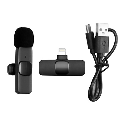 Lavalier Mini Microphone Wireless Audio Video Recording with Phone Charging USB
