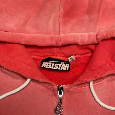 Pre-owned Hellstar Studios Gd Zip Up Hooded Sweatshirt Red
