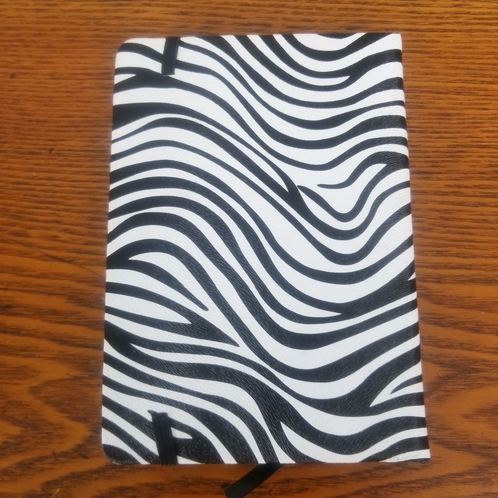 Journal Diary Zebra Black 192 Lined Pages Ribbon Bookmark PlanAhead 7.25X5.25