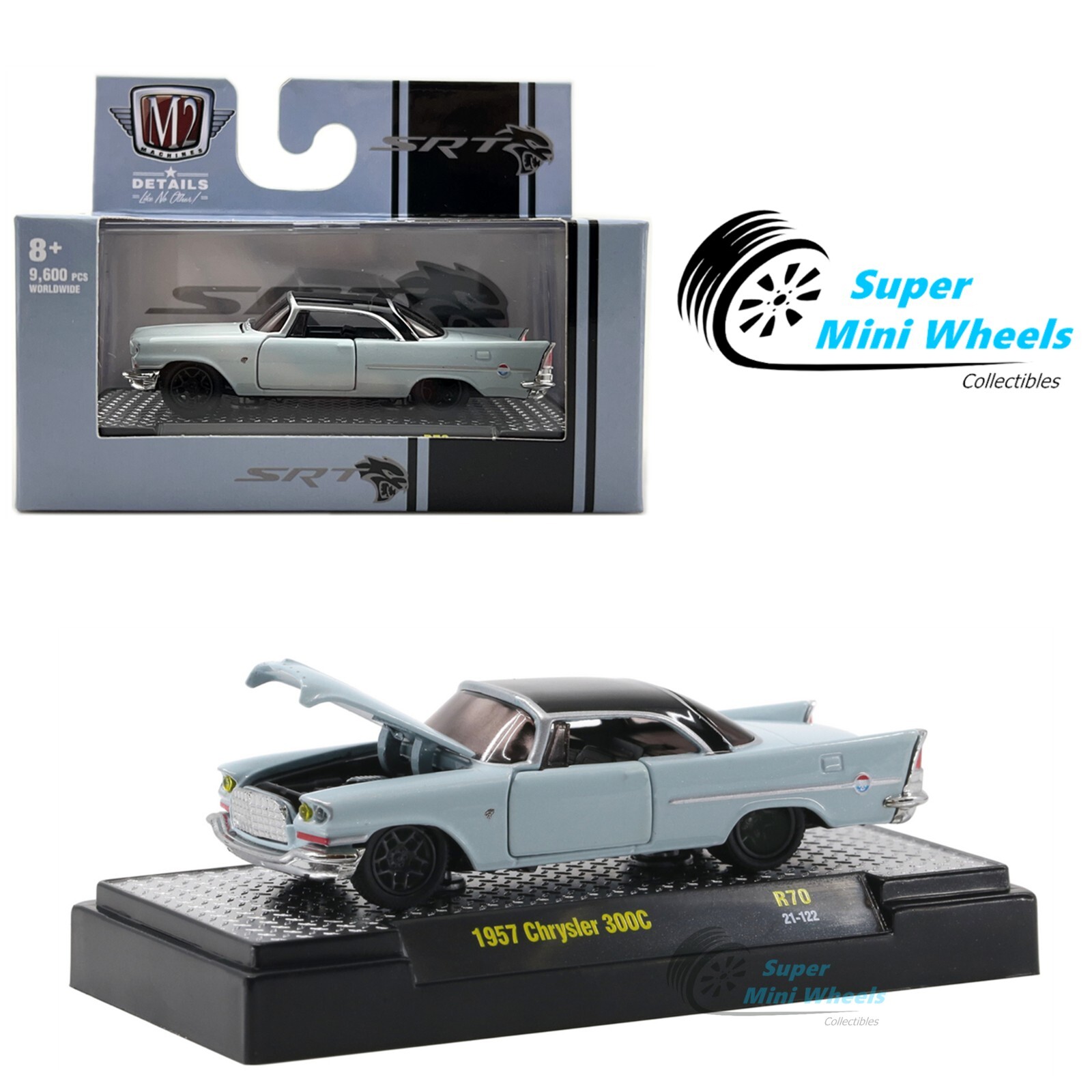 M2 Machines 1:64 ​​​​-​​ 1957 Chrysler 300C Blue - R70 21