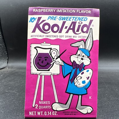 Vintage Packet Kool-Aid RASPBERRY IMITATION FLAVOR BUGS BUNNY mystery word EBB