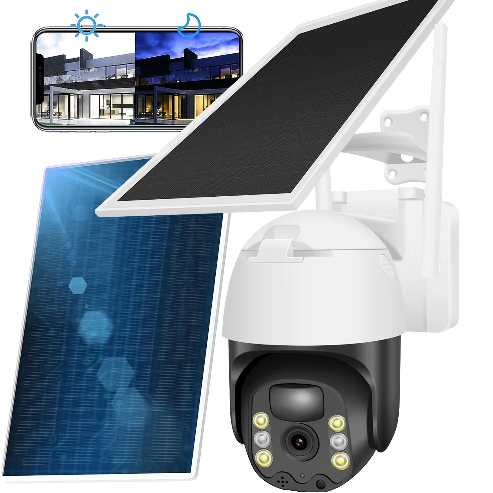 Solar Panel Compatible with Wireless Outdoor Security Camera W/ Charging Cable