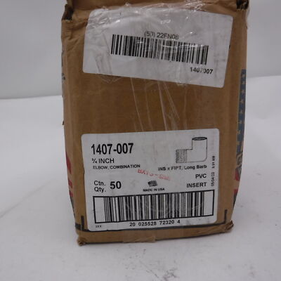 50 Pack LASCO 90� PVC Elbow 3/4'' Barbed Insert X 3/4'' Female NPT 1407-007
