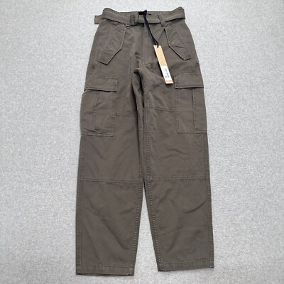Ksubi Women s Khaki Belted Raws Cargo Pants Size 26 Utilitiy Casual (25x26)