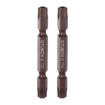 2pcs T40 Magnetic Double-Ended Screwdriver Bit 1/4'' Hex Shank Hollow Torx Tools