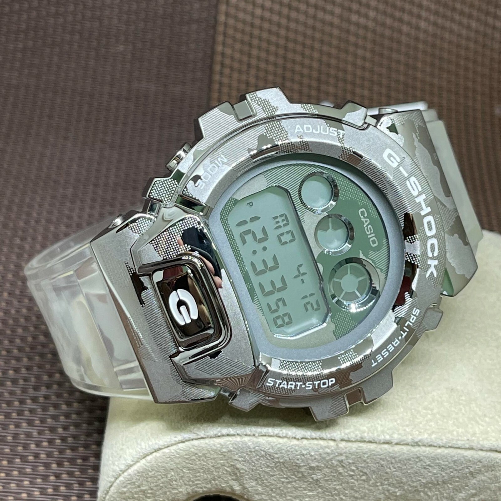Pre-owned Casio G-shock Gm-6900scm-1d Camouflage Pattern Semi-transparent Band Men's Watch