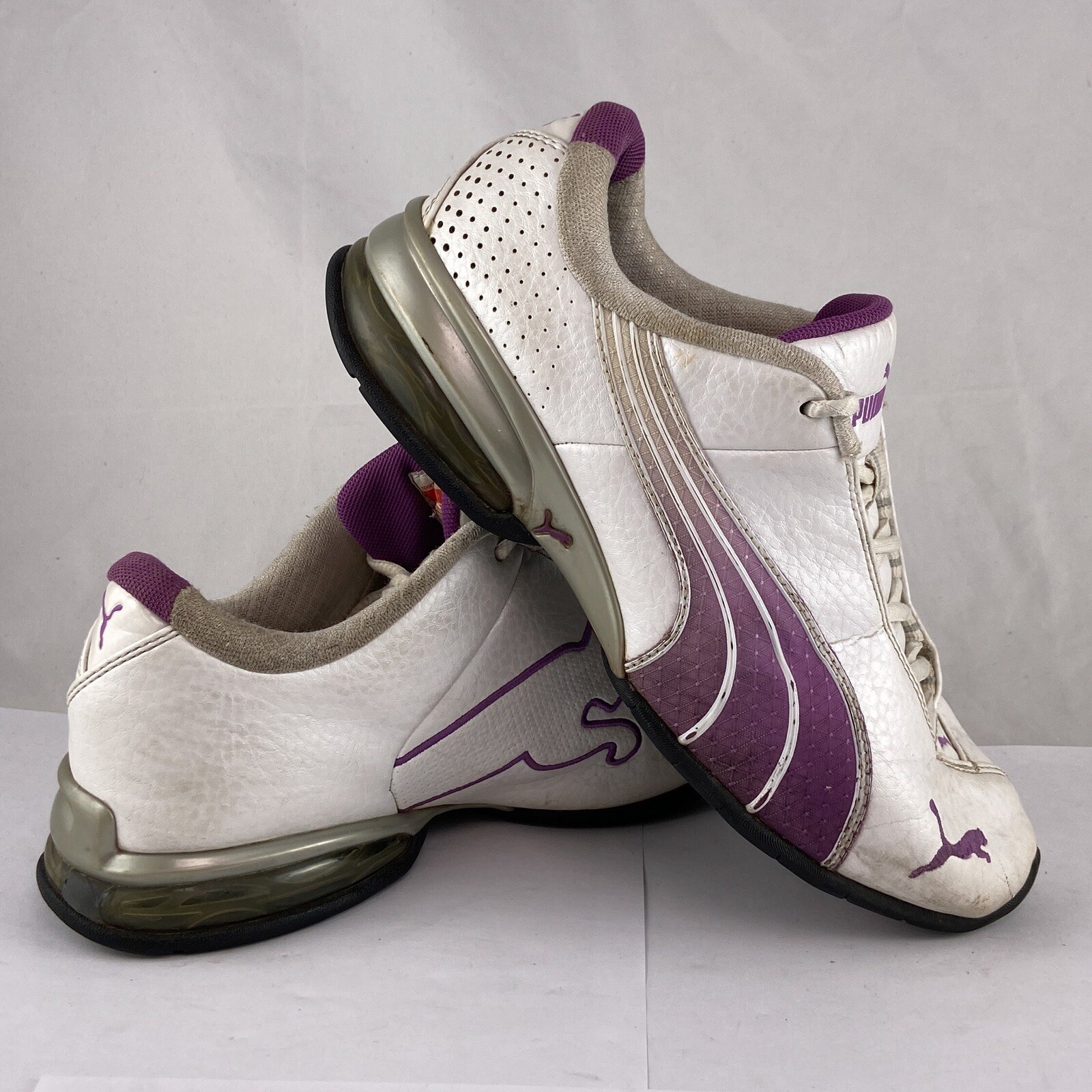Puma Womens Leather Cat Walking Running Sneakers Shoes Purple White Size 8  Rare | eBay