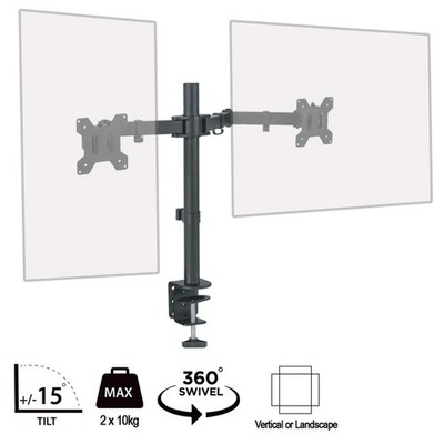 piXL Desk-Mounted Fully-Adjustable Dual Monitor Arm for Screens Up To 27 inch wi