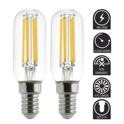 LED Cooker Hood Lamps 4W Extractor Fan Bulbs Cool White Light E14 SES Pack of 2