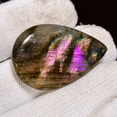 35.00 Cts. 100% Natural Amazing Labradorite Pear 34X23X6 MM Cabochon Gemstone