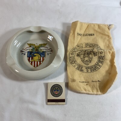 Vtg 3 Items From The Hotel Thayer West Point NY, Ash Tray, Matches, Shoe Cleaner