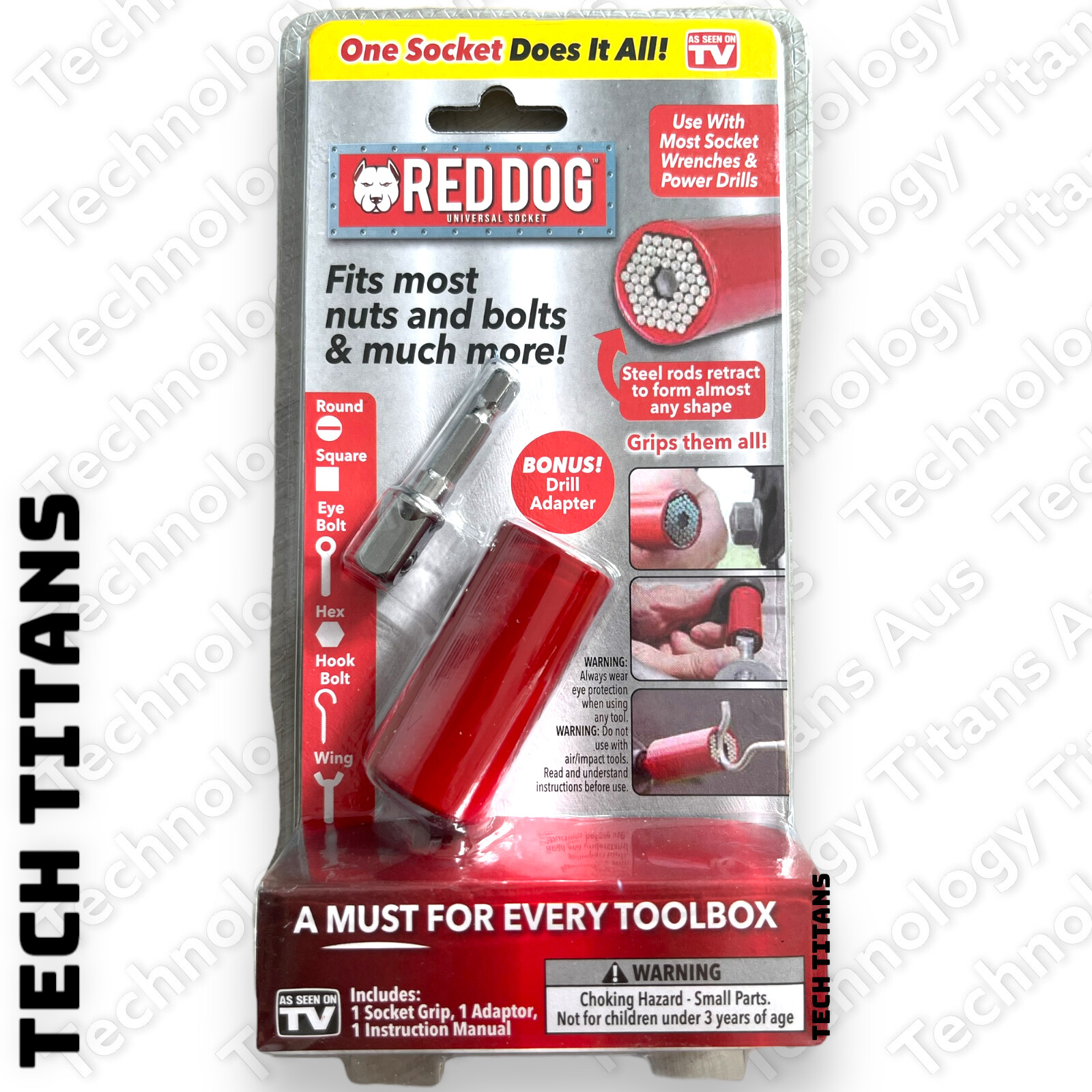 RED DOG AS SEEN ON TV Socket TOOL Instantly Conforms MOST Nuts! Screws! Bolts!