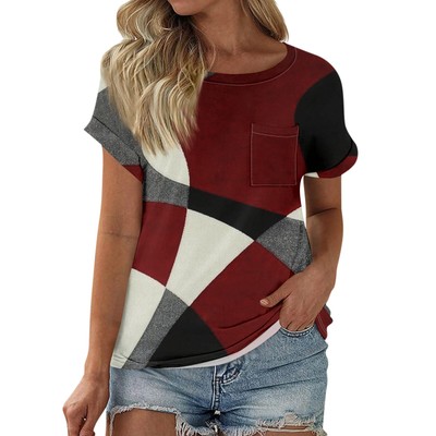 Women's T Shirt Tee Printed Short Sleeve Pocket Daily Weekend Fashion Basic