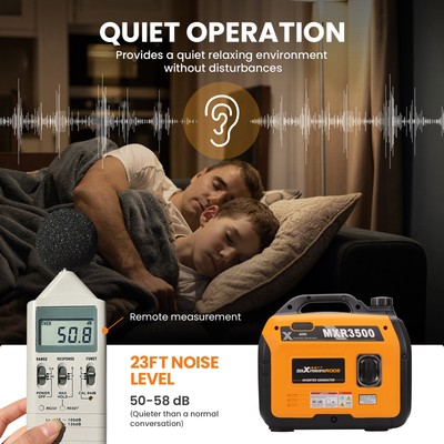 MXR3500 3500 Watt Portable Gasoline Inverter Generator Low Noise Parallel Ready