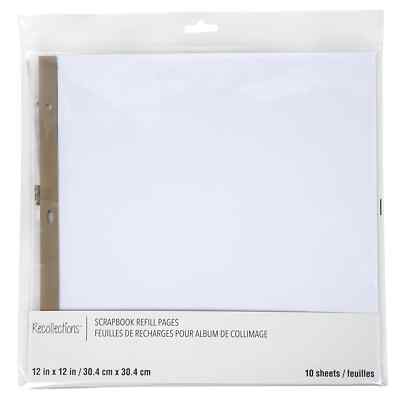 12'' x 12'' White Scrapbook Refill Pages by Recollections , 10 Sheets