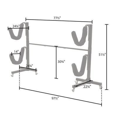 Elevate Outdoor Freestanding Storage Rack for Two Kayaks, SUPs, or Canoes, Indo