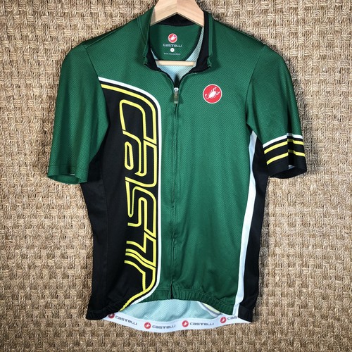 Men's Castelli Cycling Jersey Full Zip Green Scorpion Logo
