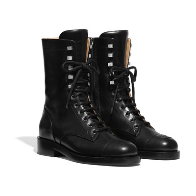 chanel white combat boots