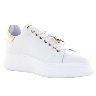 Pre-owned Méliné Meline' P24us Women's Sneakers With Platform Bi 247-acc In White / Gold