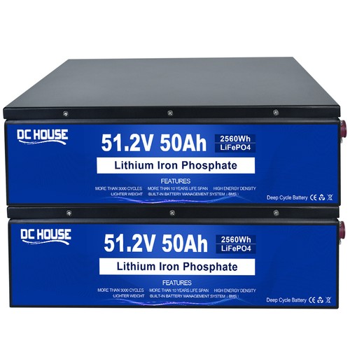 48V 50Ah 100Ah Metal Case LiFePO4 Lithium Battery Deep Cycle BMS Golf Cart Solar