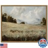 SHENIFY Vintage Landscape Framed Canvas Wall Art Grassland Classic Paintings Farmhouse Bathroom Office Decor - 11x14in Natural Framed