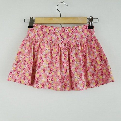 Lands End Girls Skirt 5 Pink Floral Built in Shorts MV4