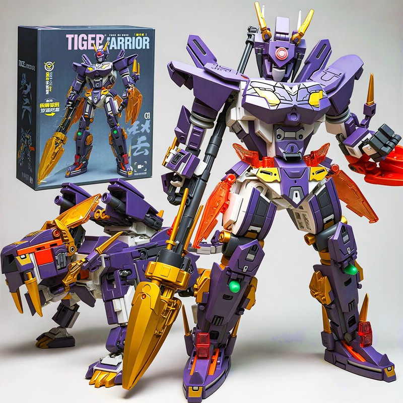 2 in 1 Mecha Warrior Transforming Robot Building Blocks Super Hero Tiger Animal