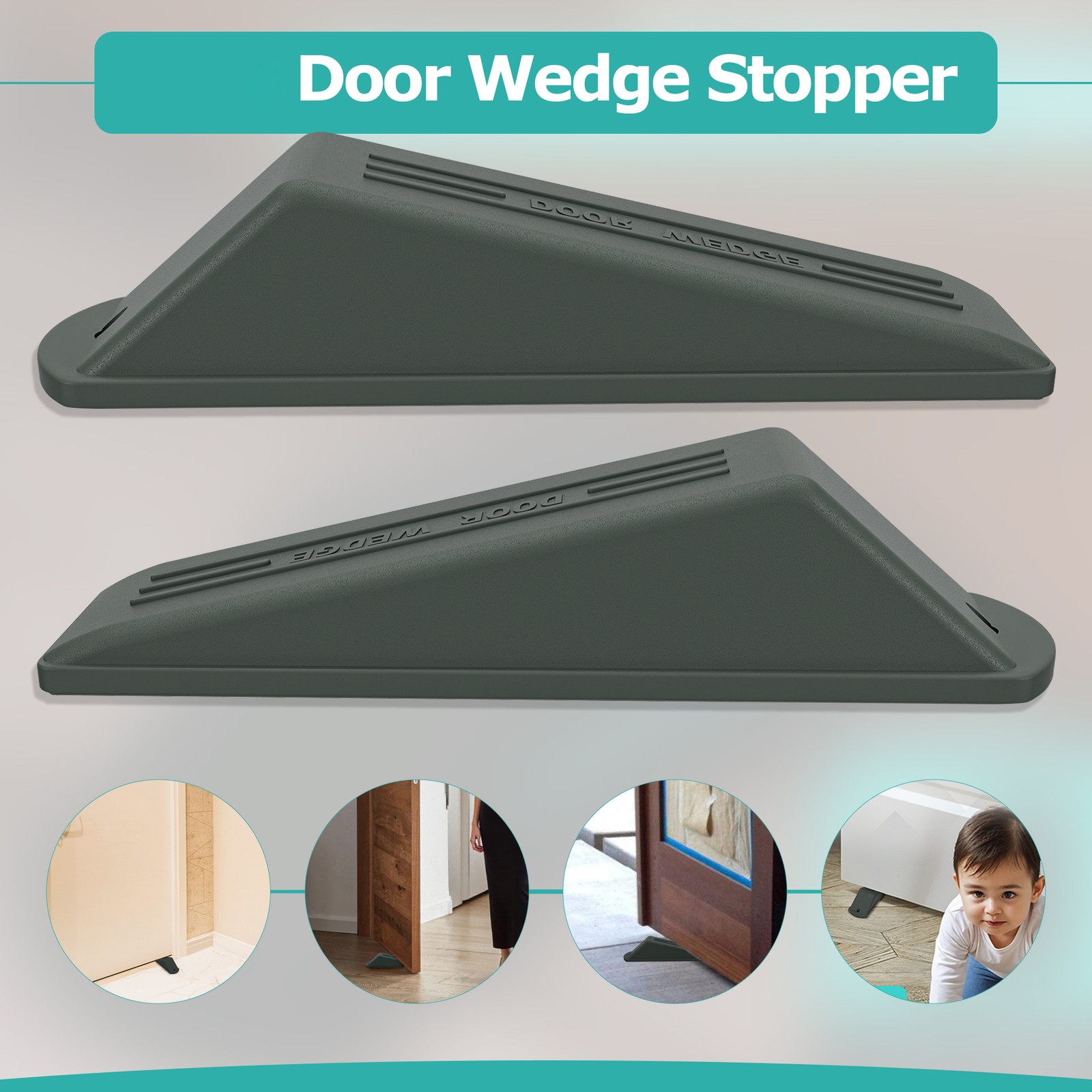 Weddecor Türkeil aus Gummi, Rutschfest, Dunkelgrau Türpuffer für Büro & Zuhause