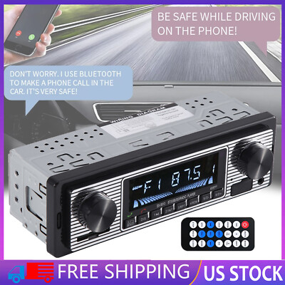 Bluetooth Vintage Car FM Radio MP3 Player USB Classic Stereo Audio Receiver AUX