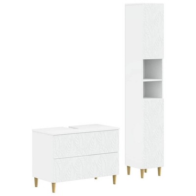2 Piece Bathroom Cabinet Set DELFT White Engineered Wood