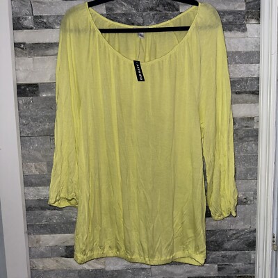 NWT Old Navy Neon Yellow Boho Peasant Hippie Shirt Top Thin L Large Lg Soft 
