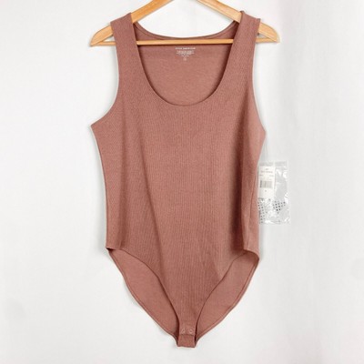 Good American Feel Good Bodysuit 3X 6 Ribbed Dusky Mauve Sleeveless One Piece