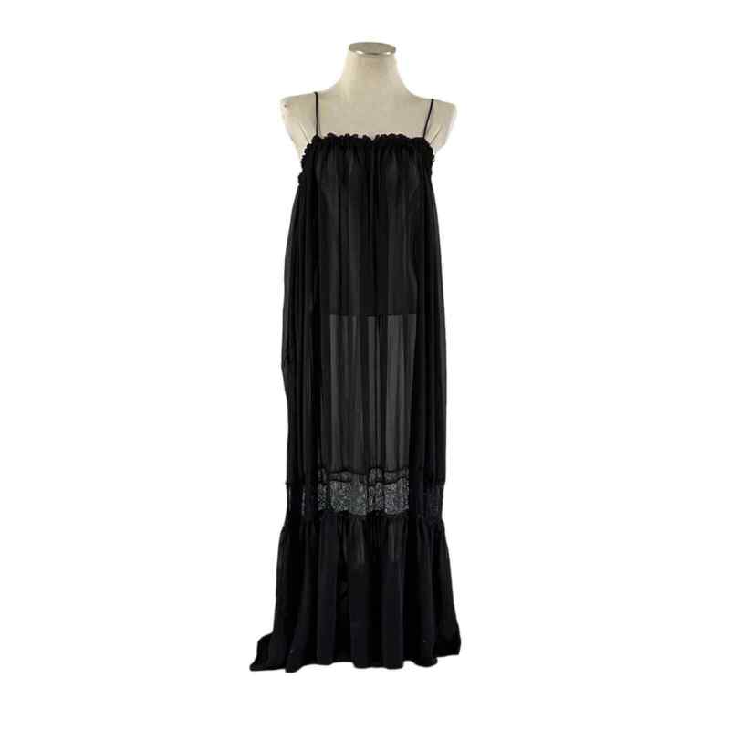 Black Whimsy Goth Mesh Lace Maxi Summer Dress Women'S Os