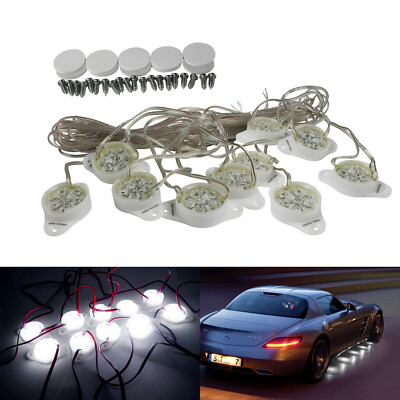 10 pieces LED Ice Blue Underglow Under Car Glow Puddle Light Universal Lamp Kit
